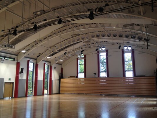 Sports hall steelwork protected