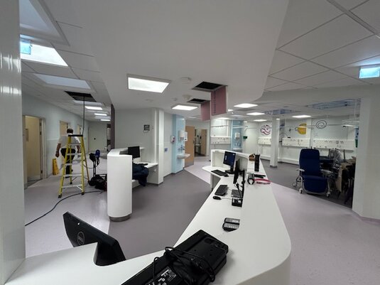 Hospital corridor works area